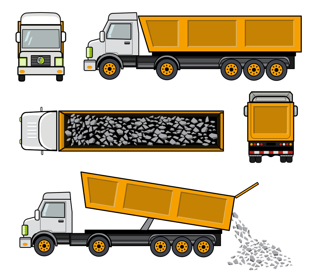 Sklápěcí kamion — volně ložený materiál